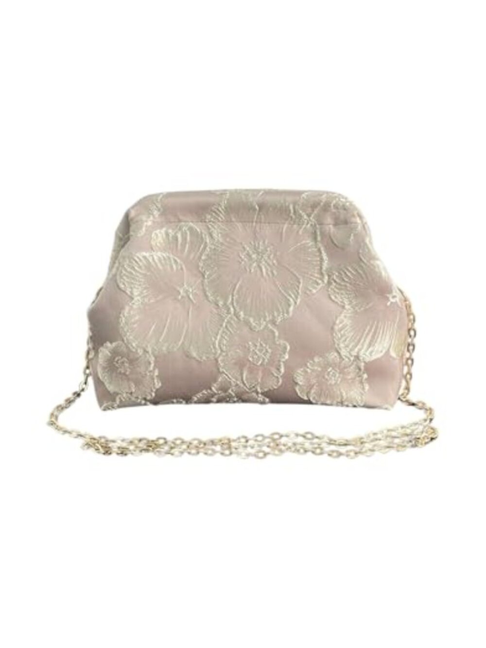 Floral Embroidered Kiss Lock Clutch Purse Bridal Wedding Shoulder Bag